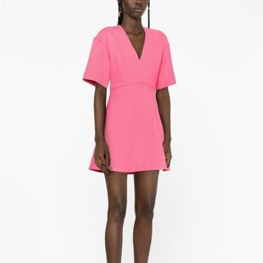 Ganni Stretch Suiting V-Neck Mini Dress - Picture 3 of 16